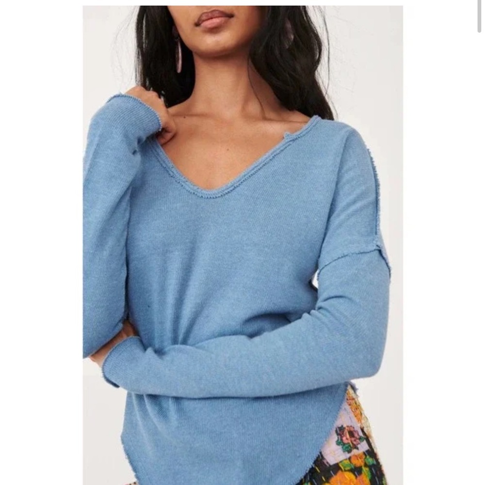 NWOT Free People Come & Get It Blue Metal Sweater